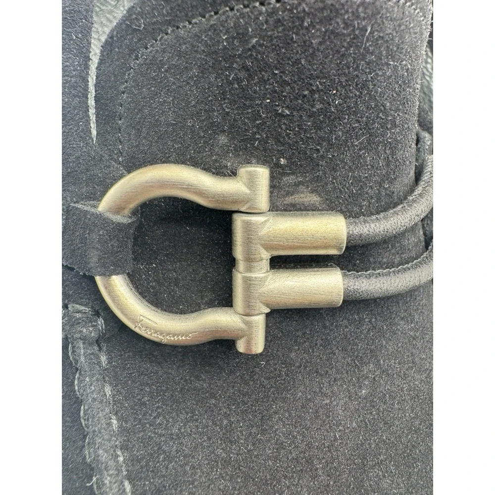 Salvatore‎ Ferragamo Black Suede Gancini Bit Loafers Men 7.5 D Italy Dress Shoes - Picture 6 of 9